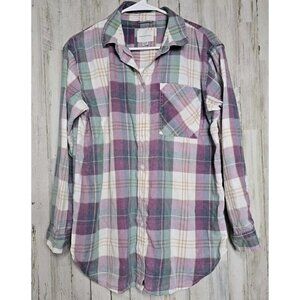 American Eagle Oversized Plaid Flannel Shirt XS S NWT Lightweight